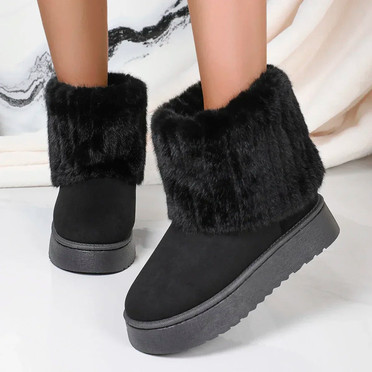 Round Toe Warm Thickened Plush Midcalf Thick Sole Snow Boot