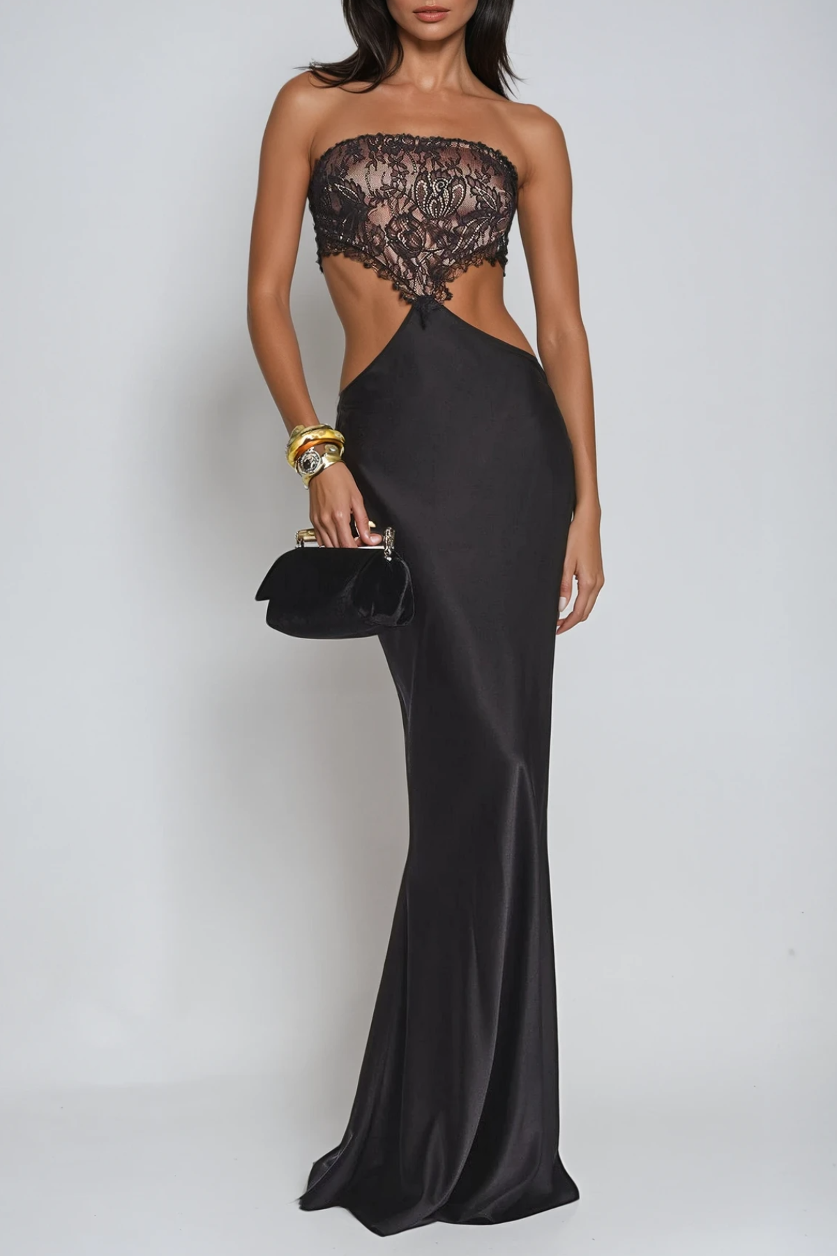 Federica Strapless Deconstruct Lace Maxi Dress
