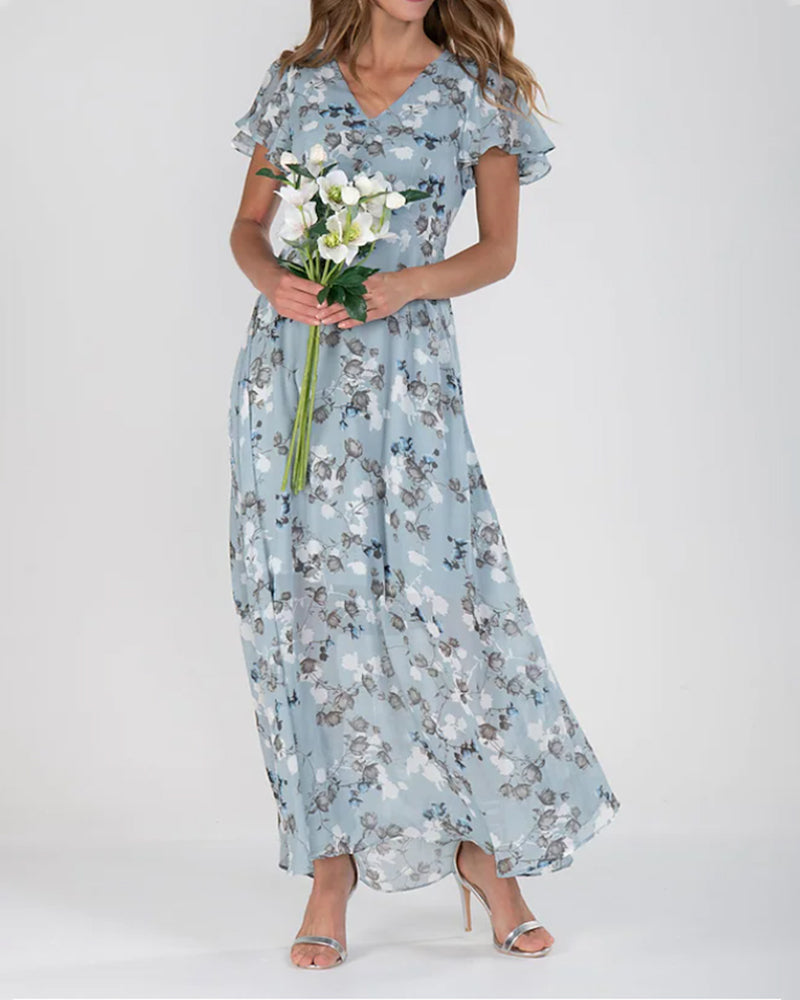 Raquel Floral Chiffon Dress Vintage Inspired Dress with Premium Casual Styling