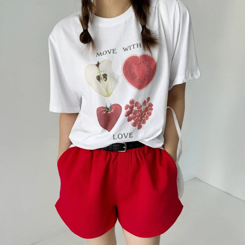 Kawaii Fruit Print Y2K T-shirt WHITE / S t-shirt-250223