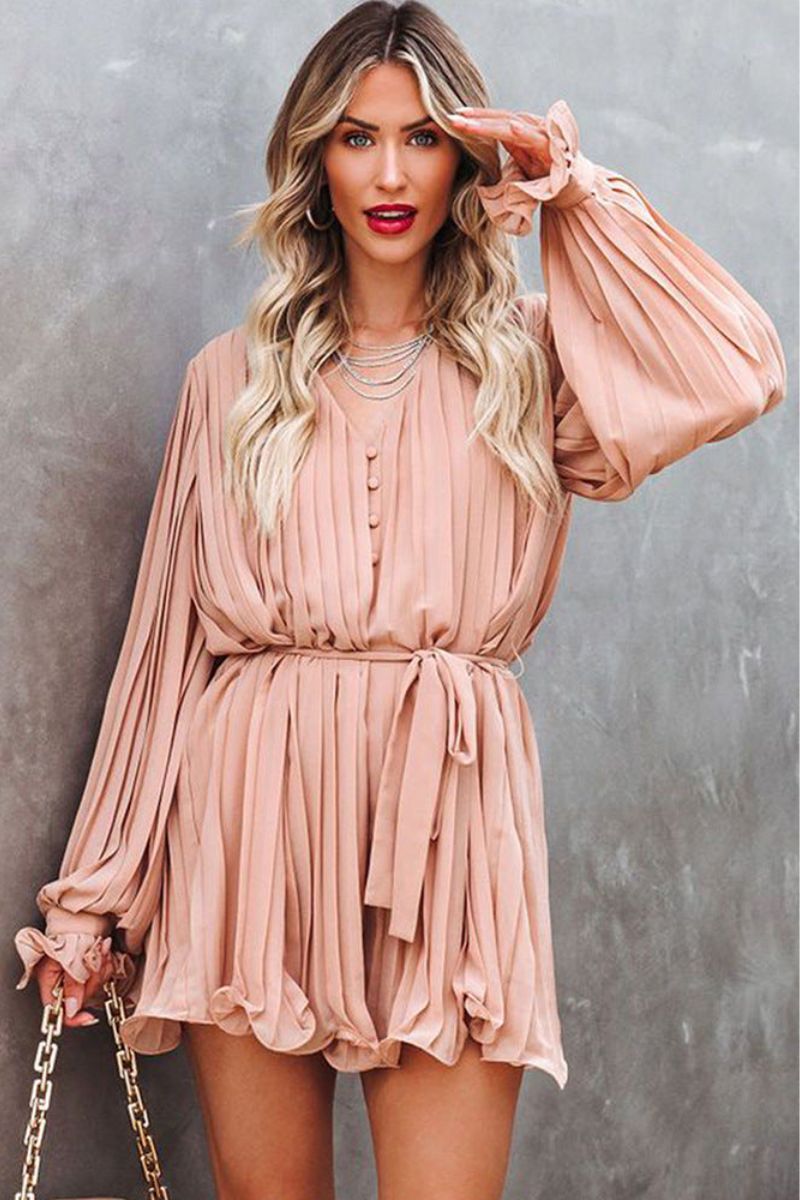 Erika Exclusive Pleated V Neck Dress Statement Occasion Edit