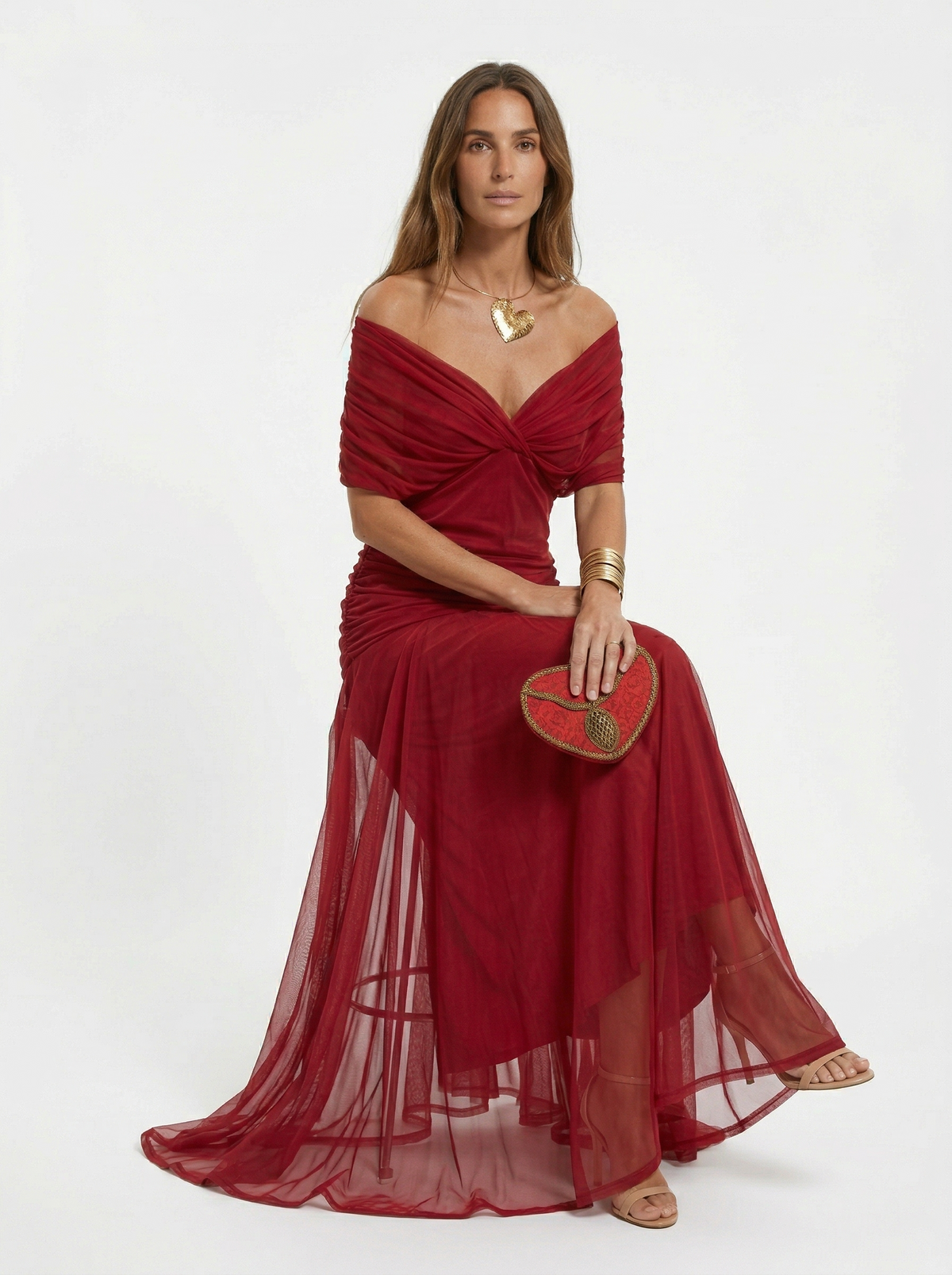 Off-Shoulder Twist Front Floral Print Ruched A-Line Maxi Dress 11