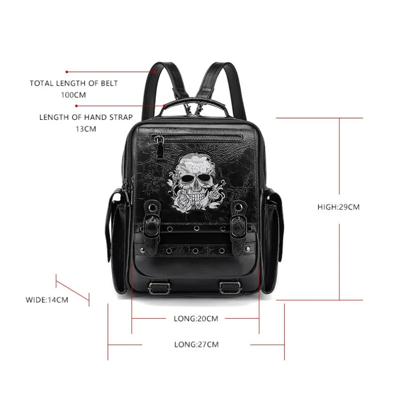 Goth Style Large Capacity Skull Multifunction Unisex Waterproof Backpack Bag