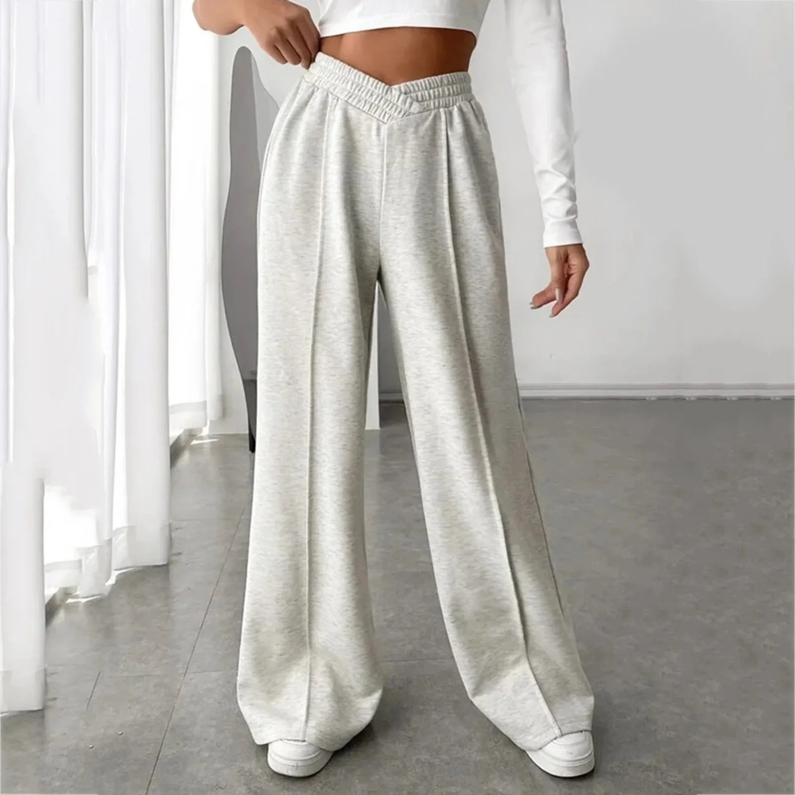 VShaper Elastic Wide Leg Stylish Gray Jogging Leisure Sweatpants