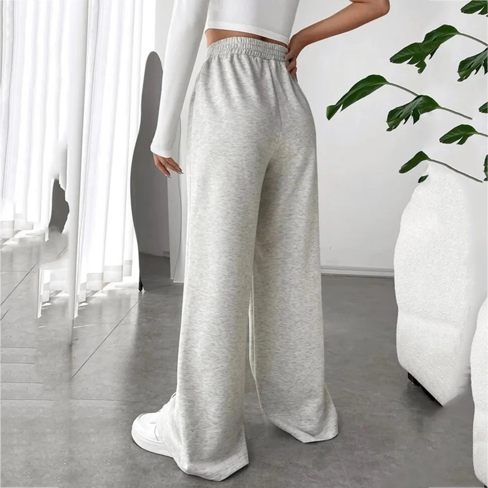VShaper Elastic Wide Leg Stylish Gray Jogging Leisure Sweatpants
