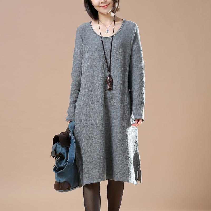 Gray loose sweater dresses oversize sweaters blouses