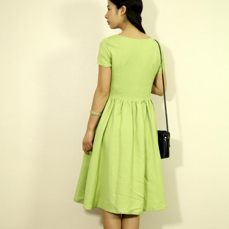 Green Retro Linen Sundress Long Summer Linen Maxi Dresses