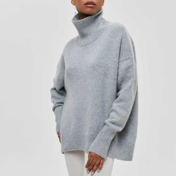 Turtleneck Short Sleeve Oversized Knit Sweater 2