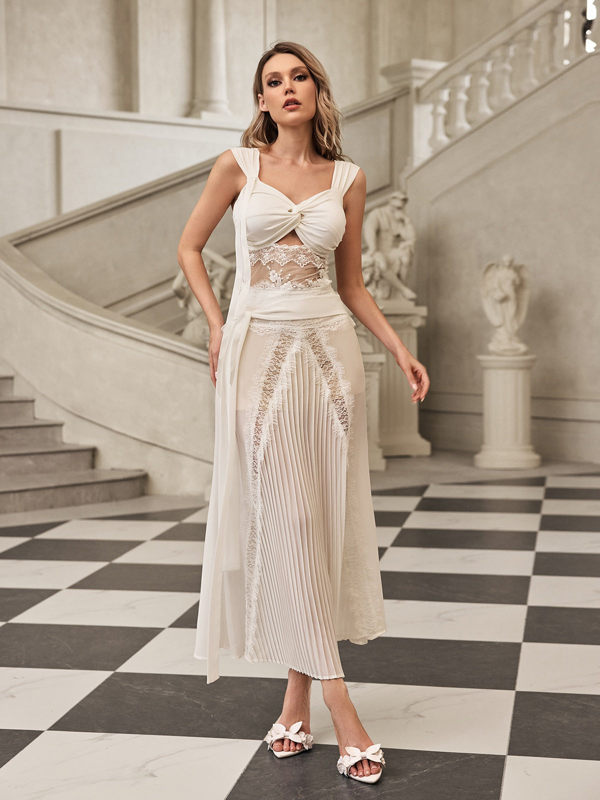 Lace Pleat Skirt Set