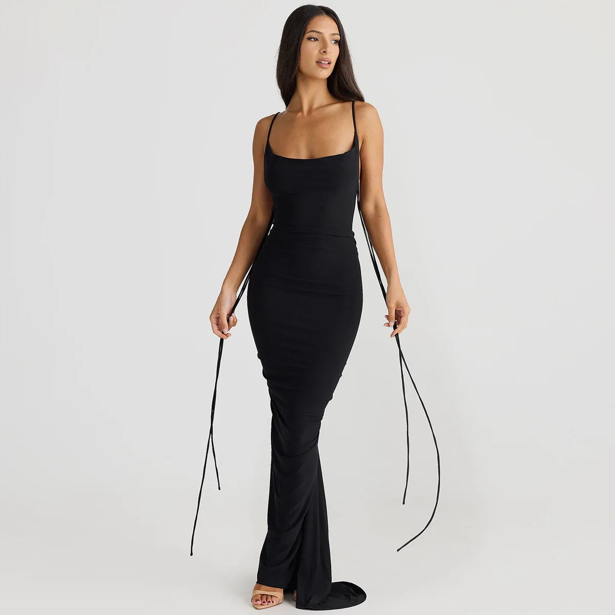 Sexy Floral-applique Backless Elegant Maxi Party Dress