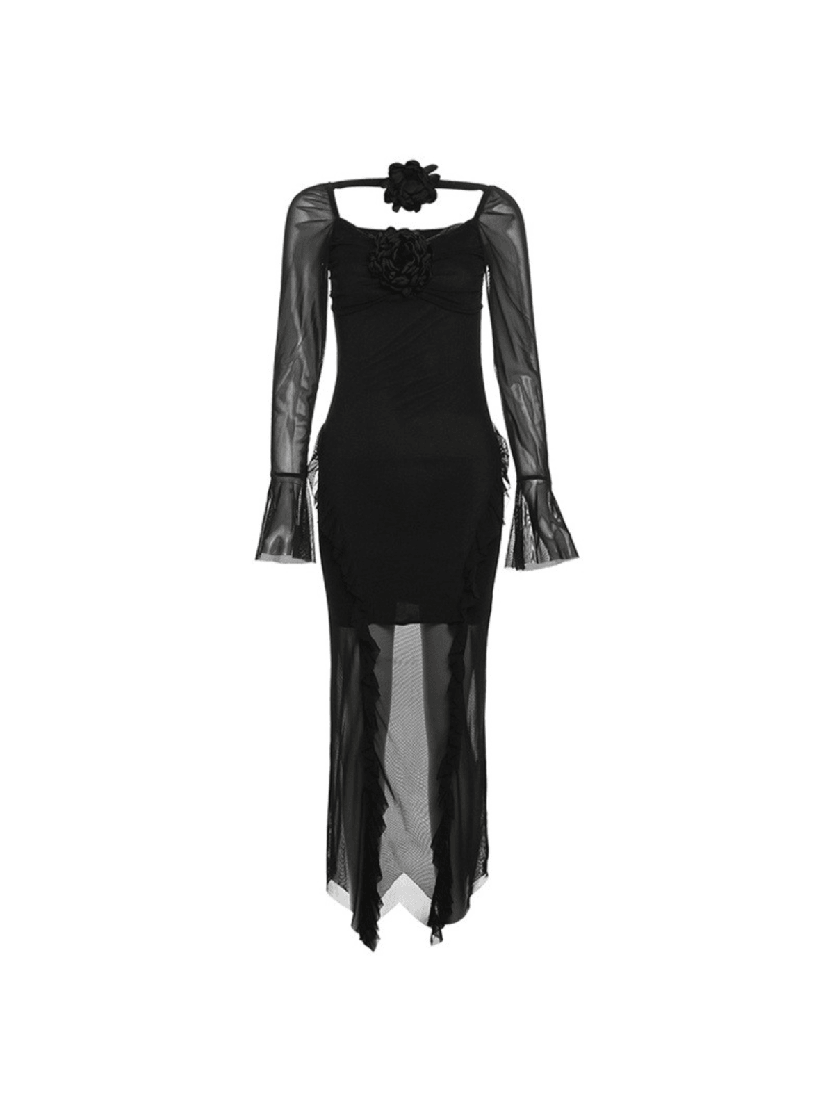 Flower Ruffle Mesh Dress