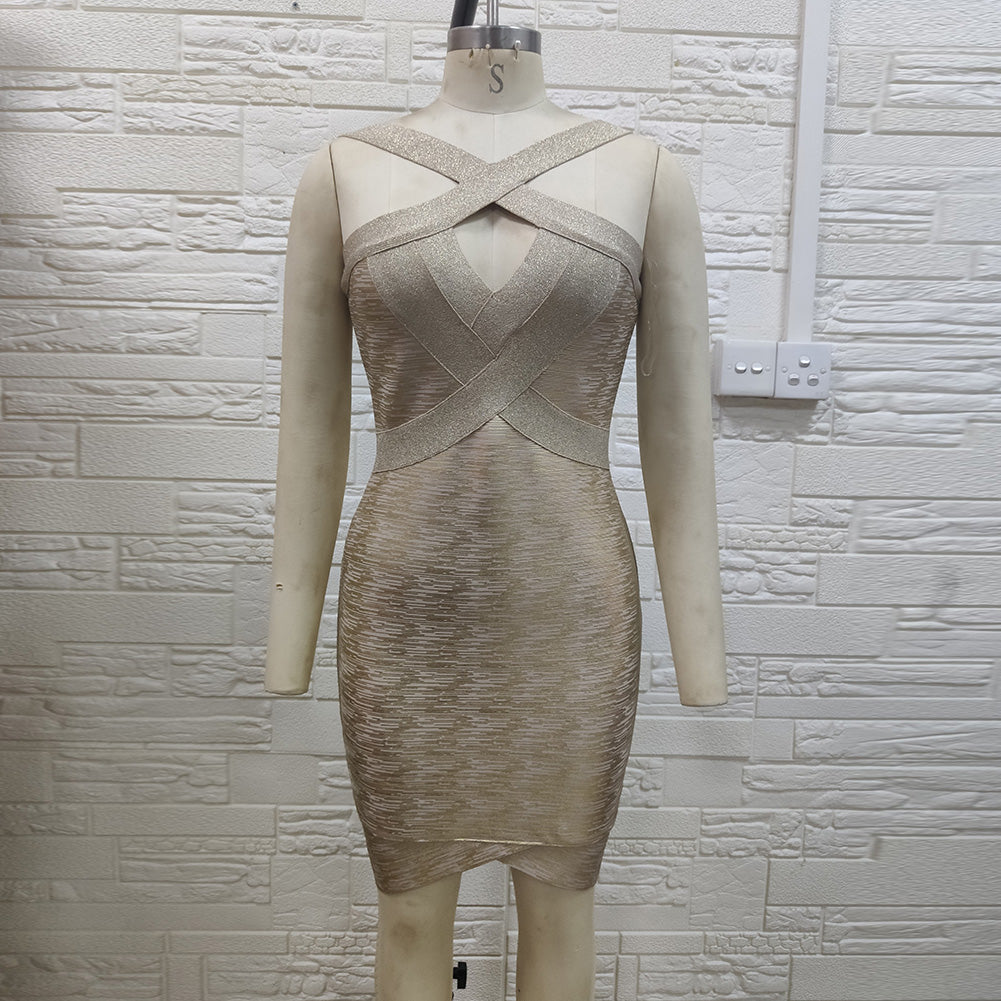 Strappy Sleeveless Cut Out Midi Bandage Dress H01332