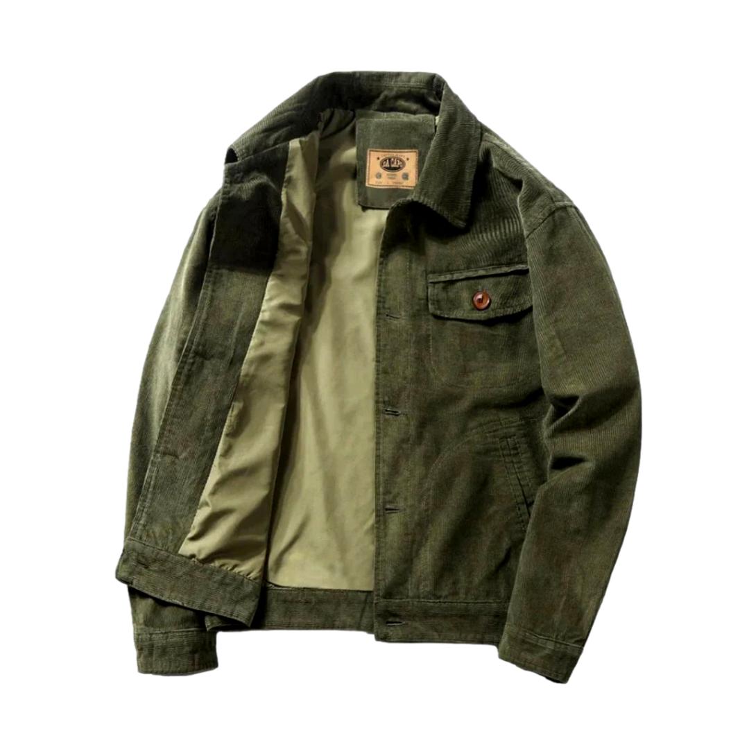 Collared Button-Front Corduroy Chest Pocket Trucker Jacket 2