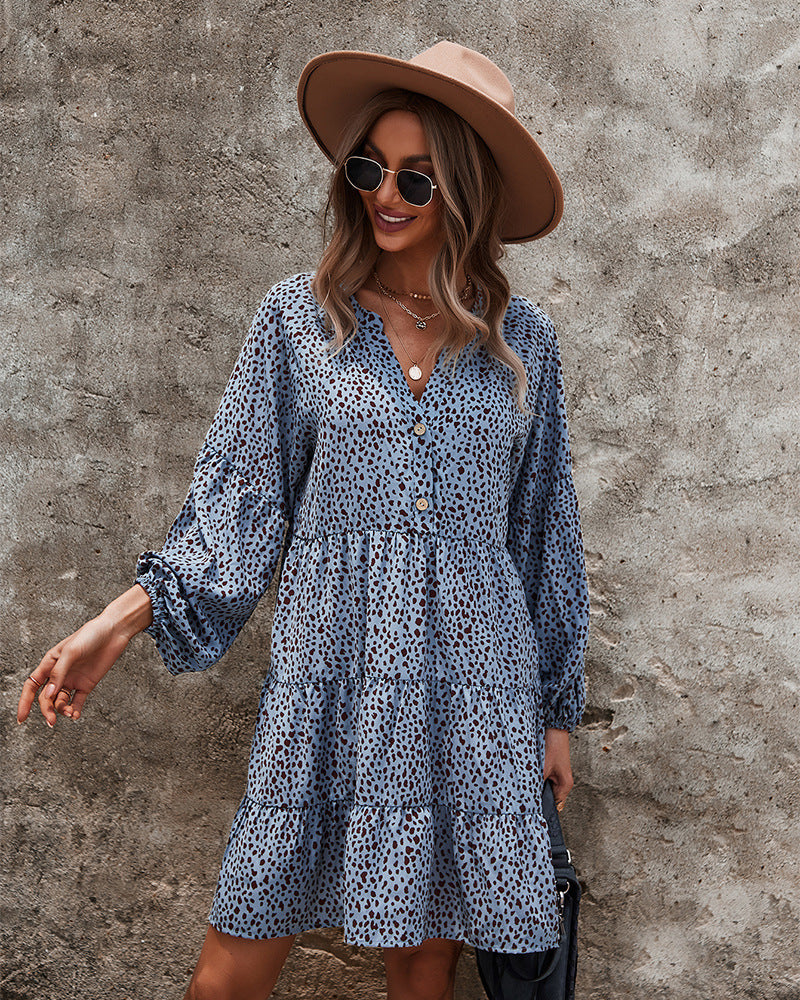 Leopard VNeck ALine Dress
