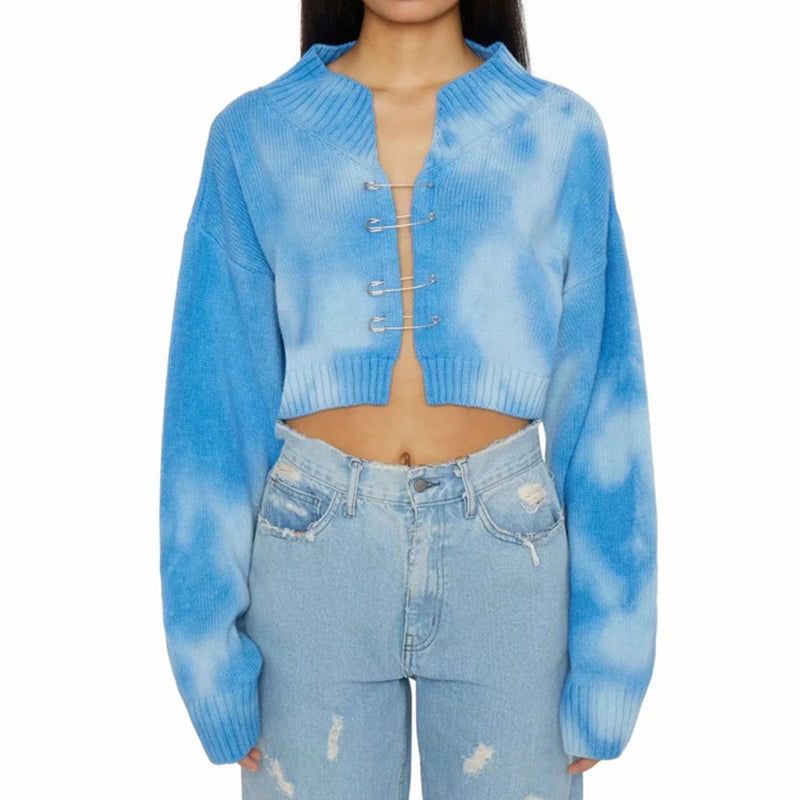 Safety Pin Front Knitted Cropped Cardigan 12