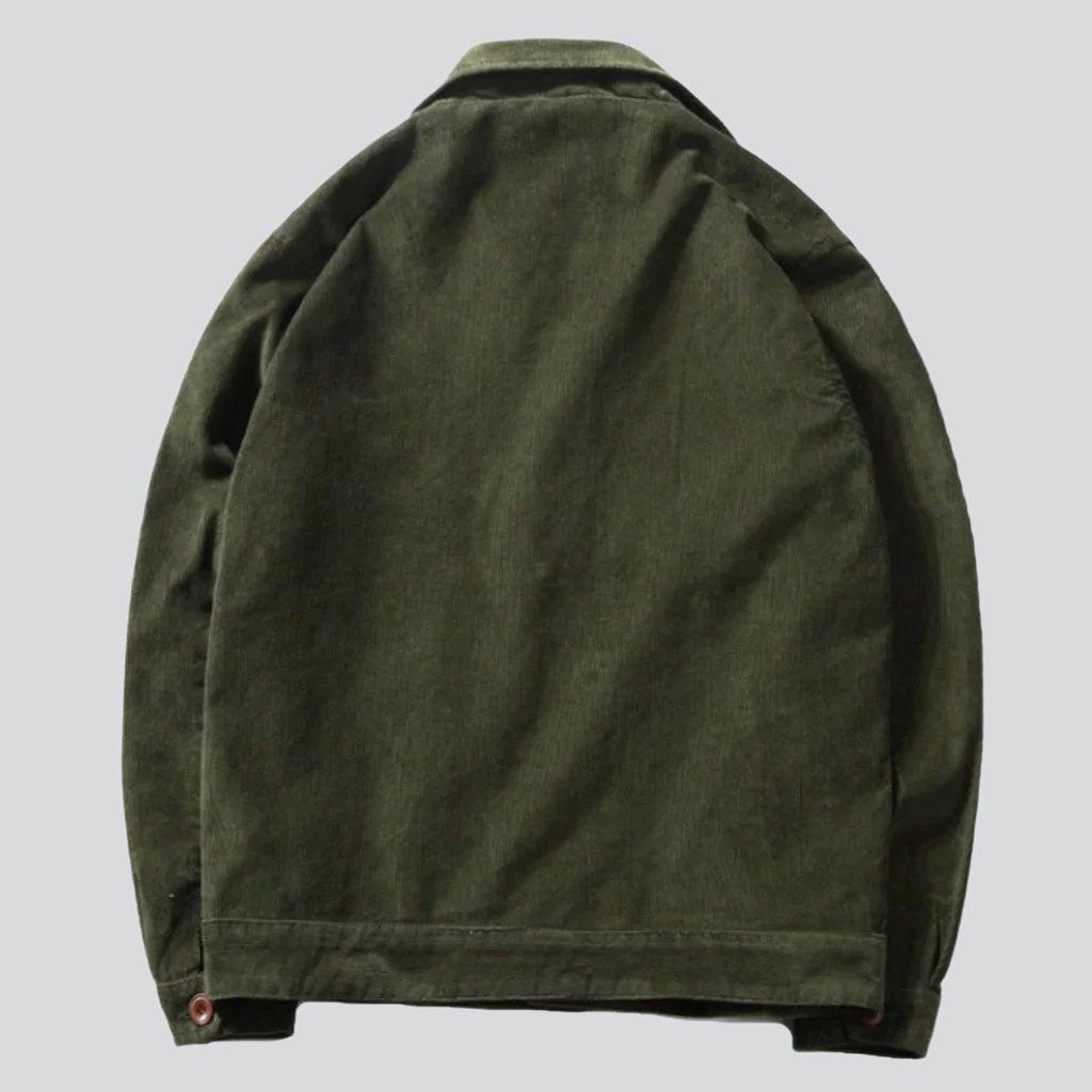 Collared Button-Front Corduroy Chest Pocket Trucker Jacket 7