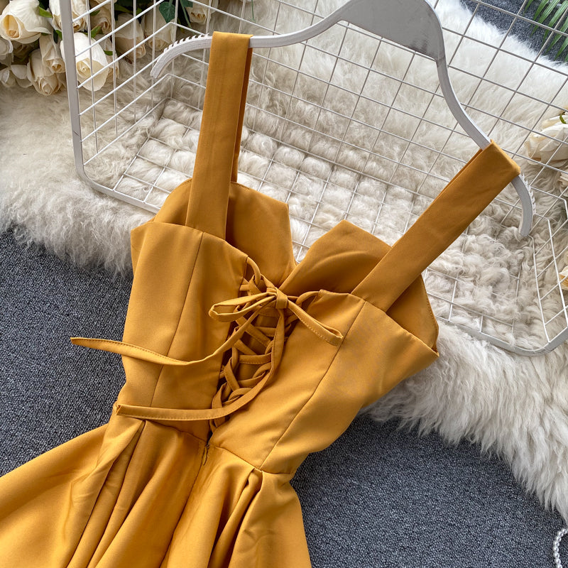 Concepción Minimalist Yellow Sleeveless Cocktail Dress Designer Edit