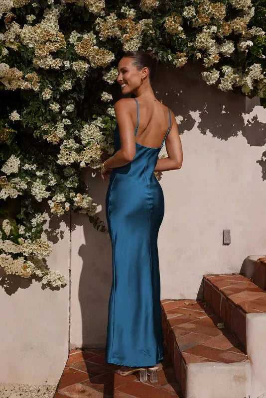 Aurora Elevated Maxi Dress Navy Blue Statement Occasion Edit