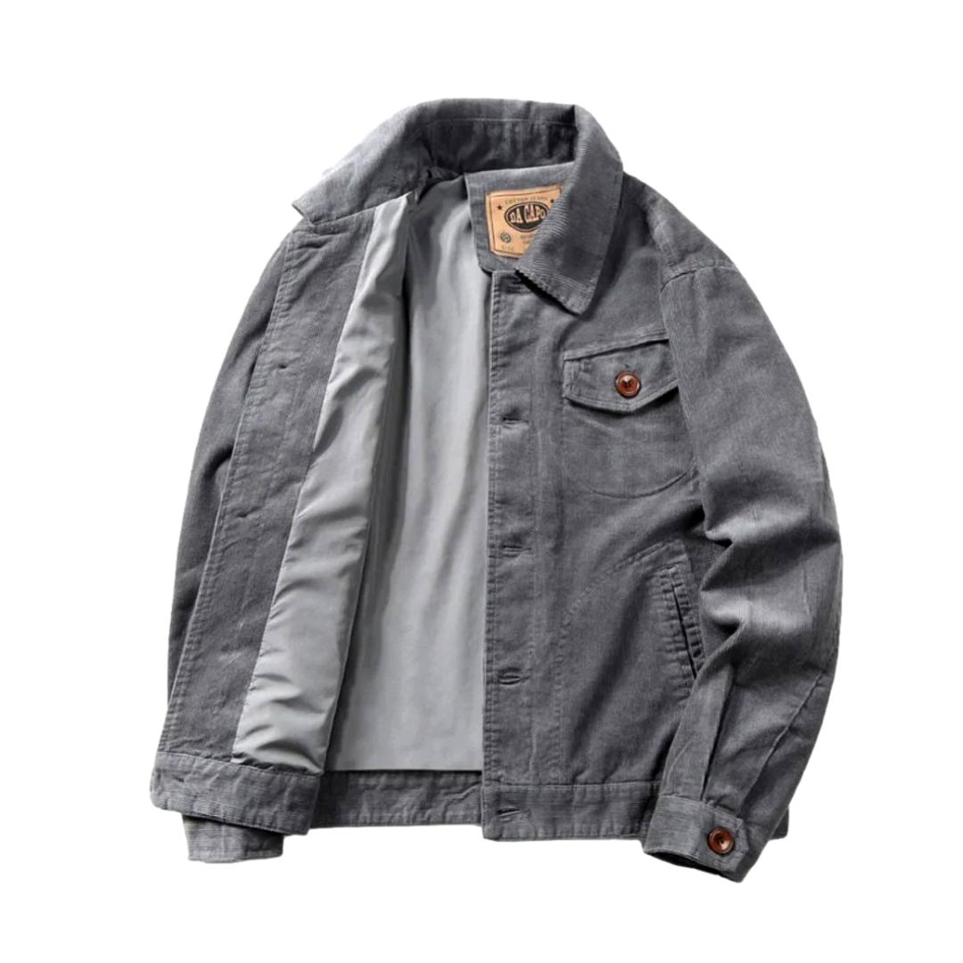 Collared Button-Front Corduroy Chest Pocket Trucker Jacket 4