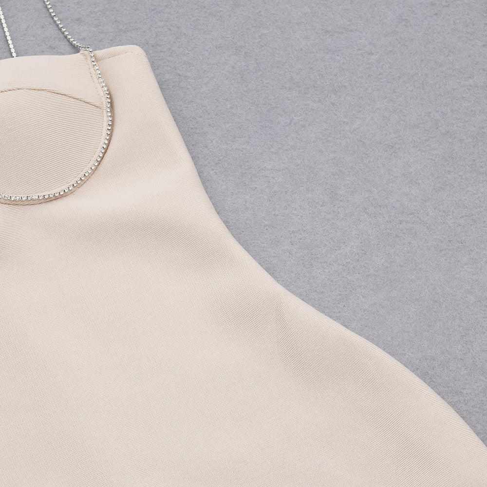 Strappy Sleeveless Drill Chain Mini Bandage Dress HB7917