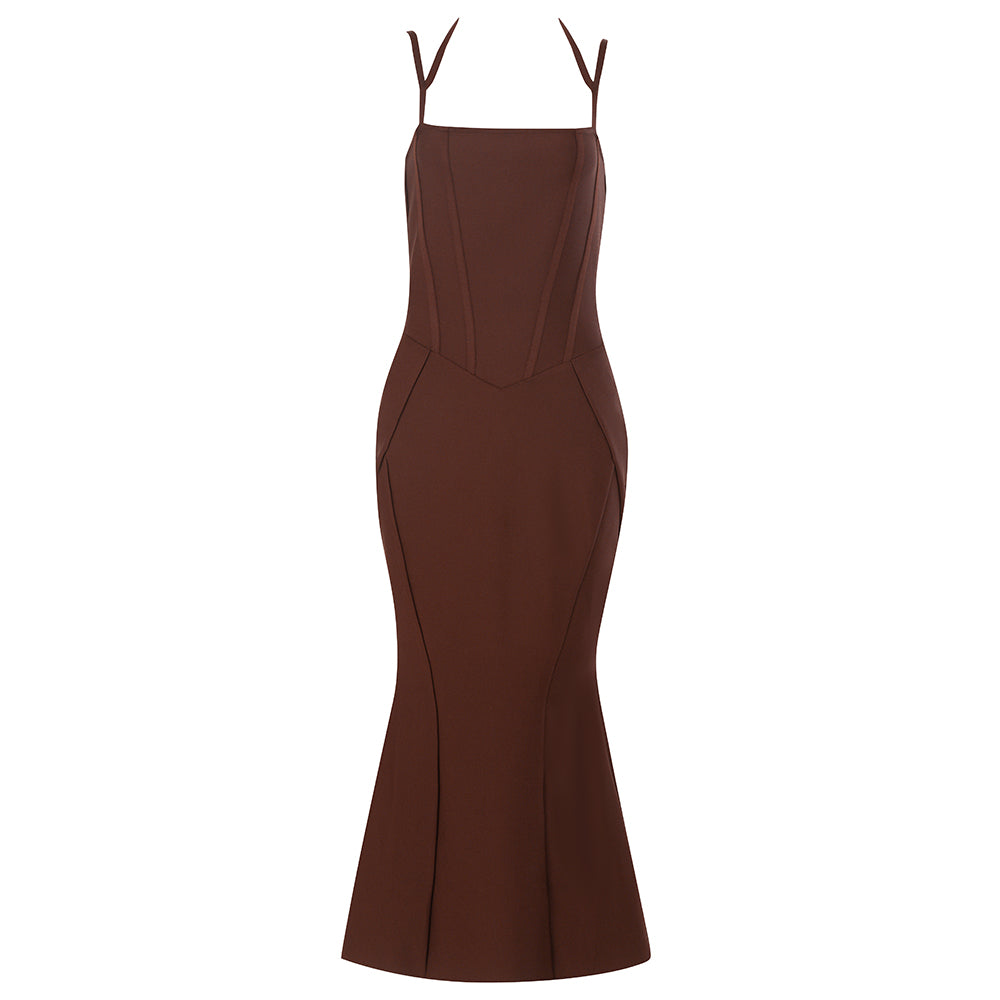 Strappy Sleeveless Midi Striped Bandage Dress HB79650