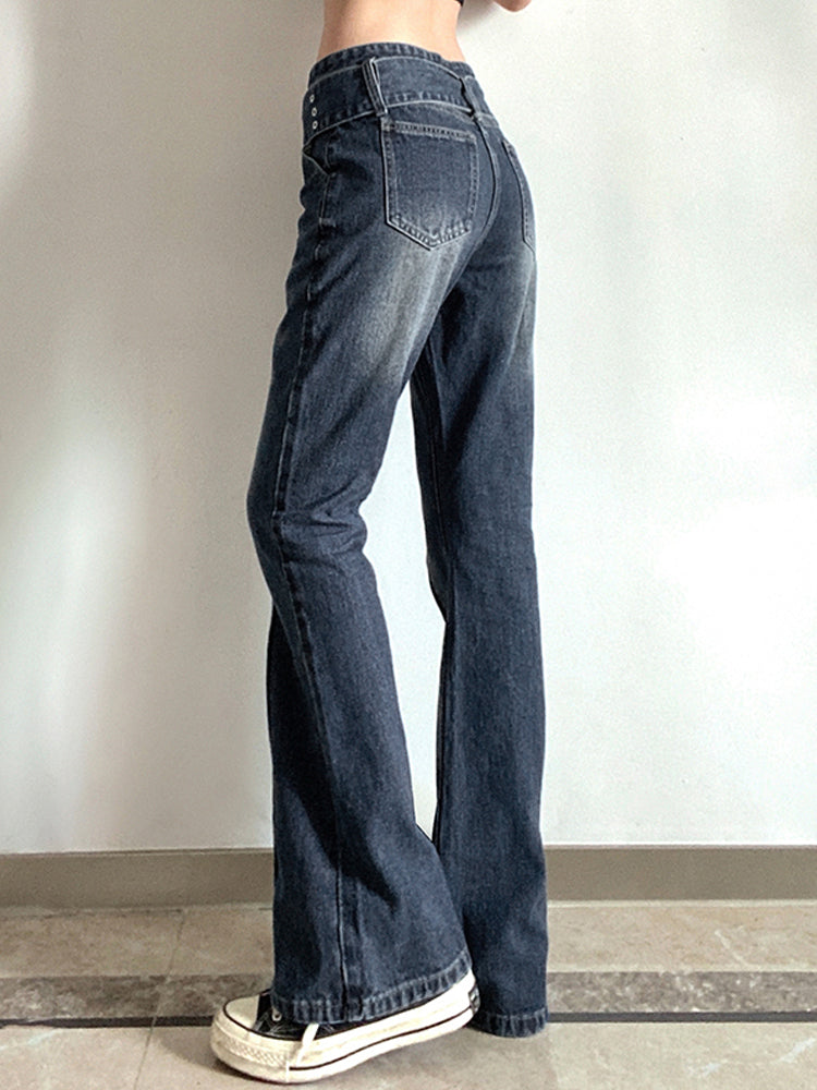 Brown Vintage Flared Hight Waist Jeans