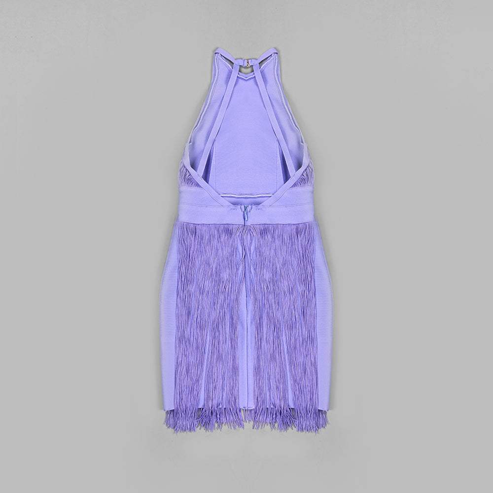 Round Neck Sleeveless Mini Tassels Bandage Dress HL6259