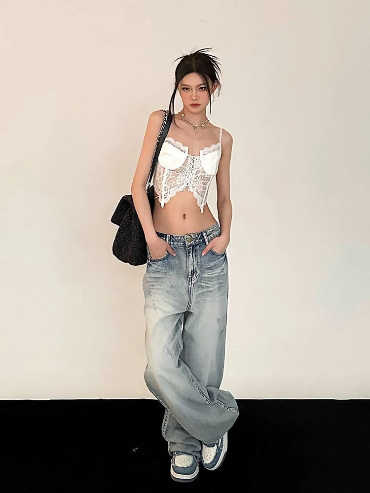 Distressed Baggy Women Vintage 90s Streetwear Oversized Denim Pant