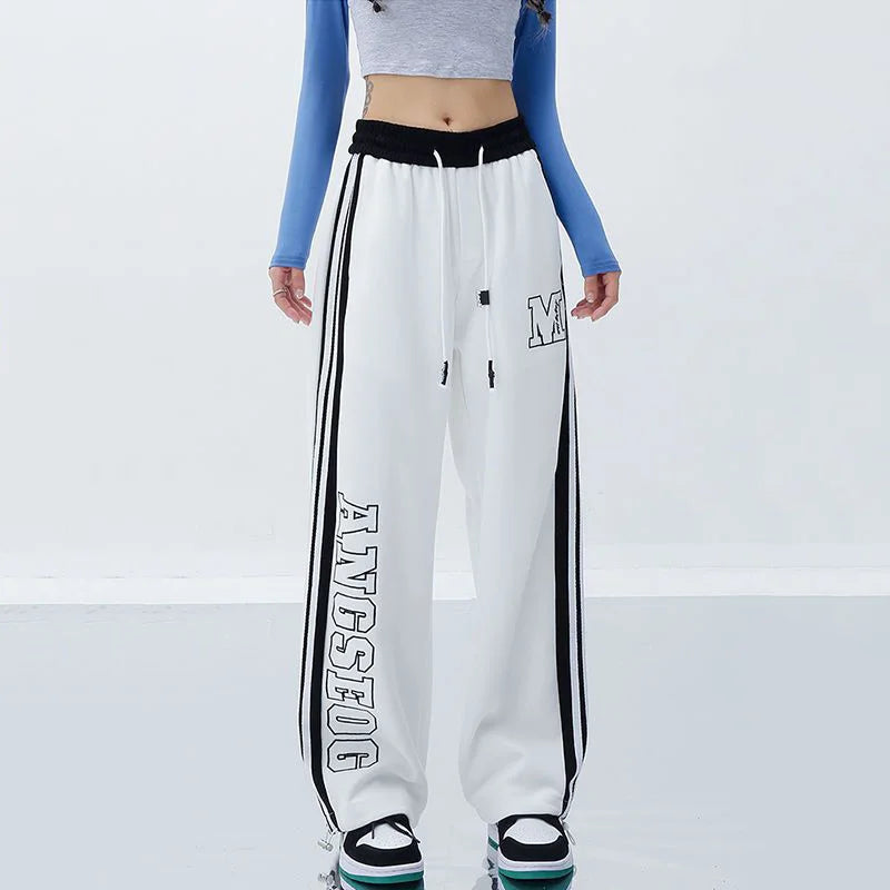 Harajuku Striped Jogging Pants WHITE / M