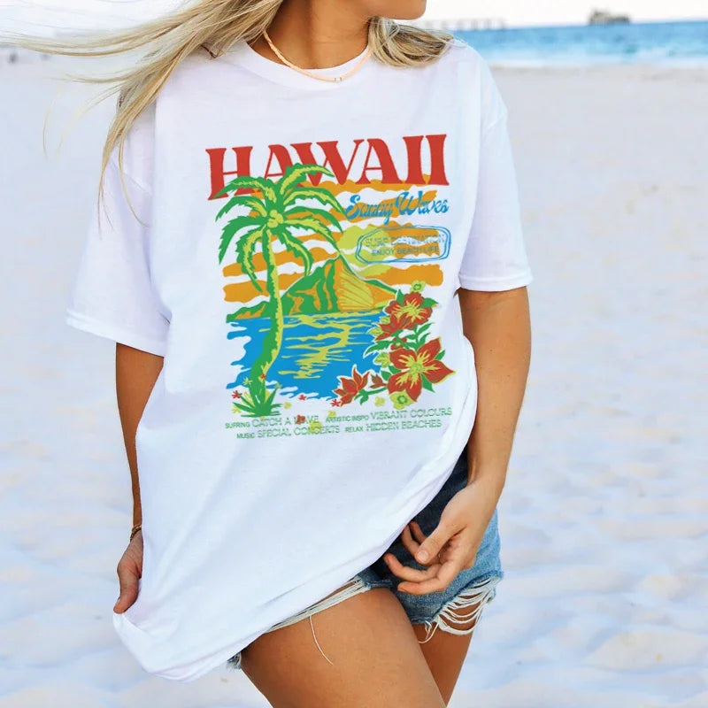 Hawaii Oversized T-shirt WHITE / S t-shirt-250223