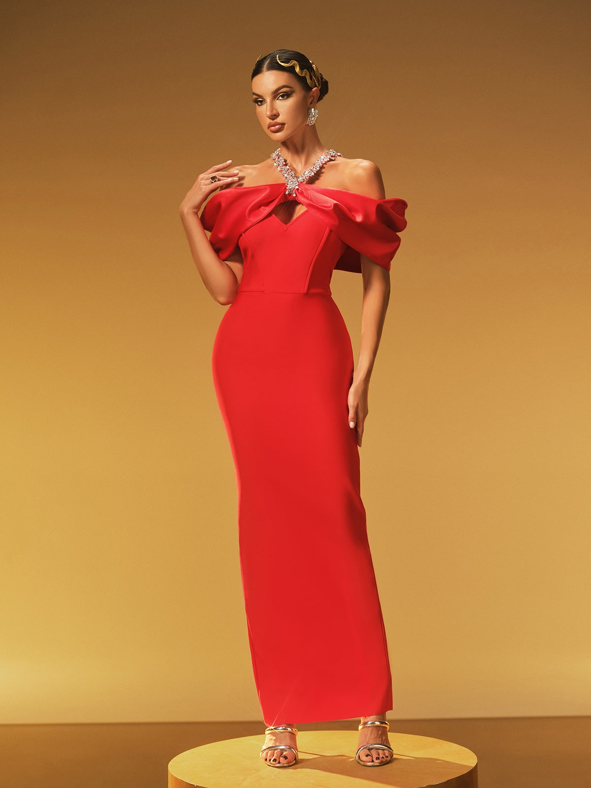 Halterneck Crystal Bandage Dress