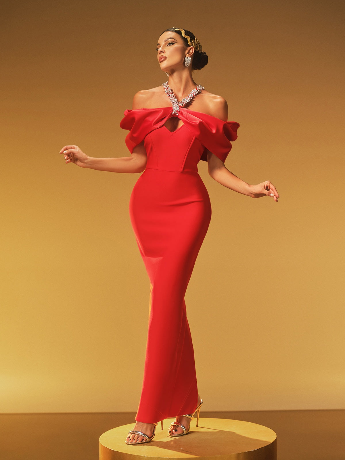 Halterneck Crystal Bandage Dress
