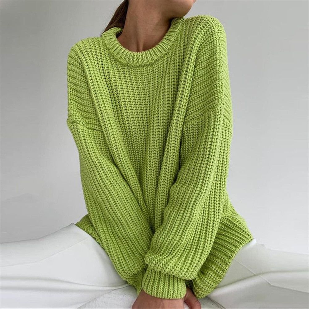 Mock Neck Chunky Ribbed Knit Oversized Sweater 4