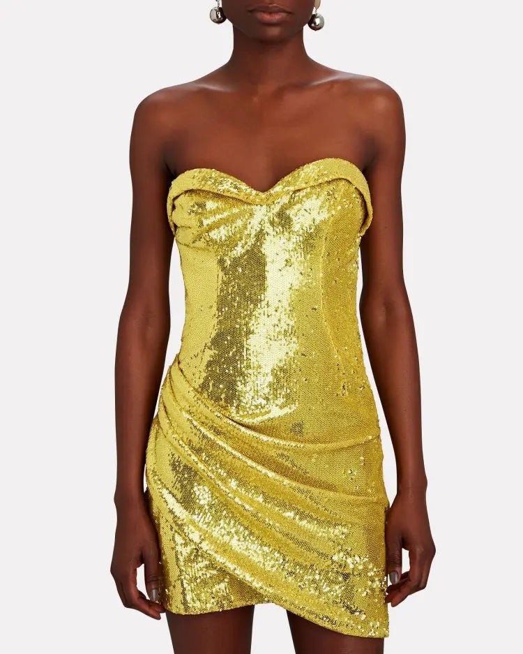 Golden Shining Sequins Mini Party Dress