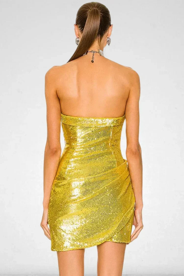 Golden Shining Sequins Mini Party Dress