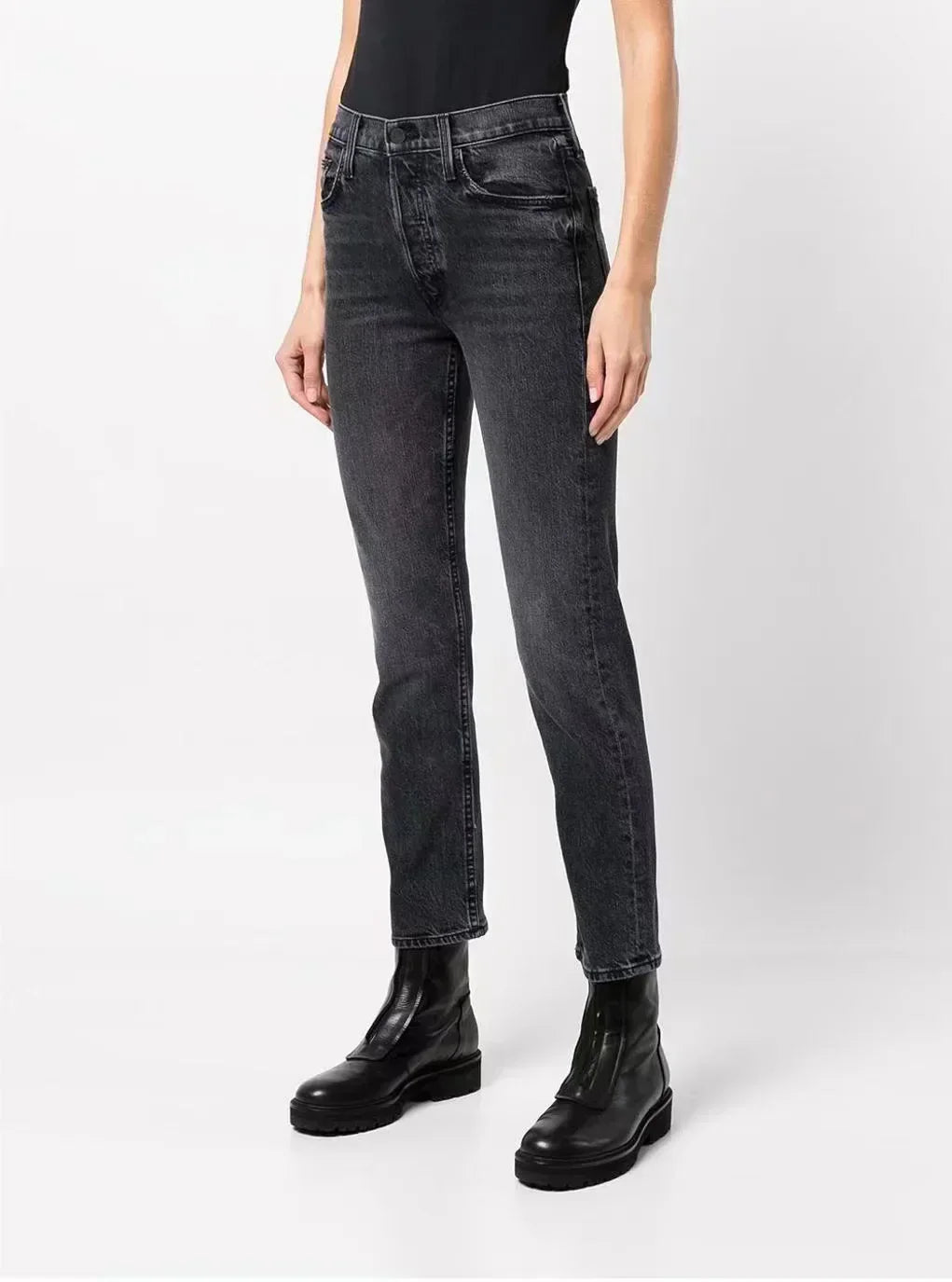 High Quality Stretch Women Straight Denim Casual Fashion Ankle-Length 2024 Fall Winter New Jean