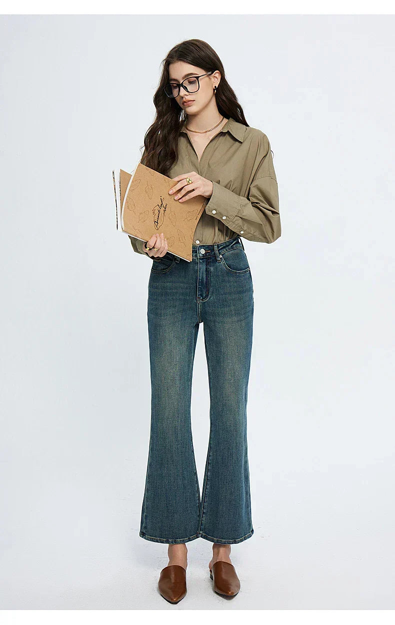 High Waisted Flare Skinny Strench Vintage Streetwear Denim Korean Fashion New Jean