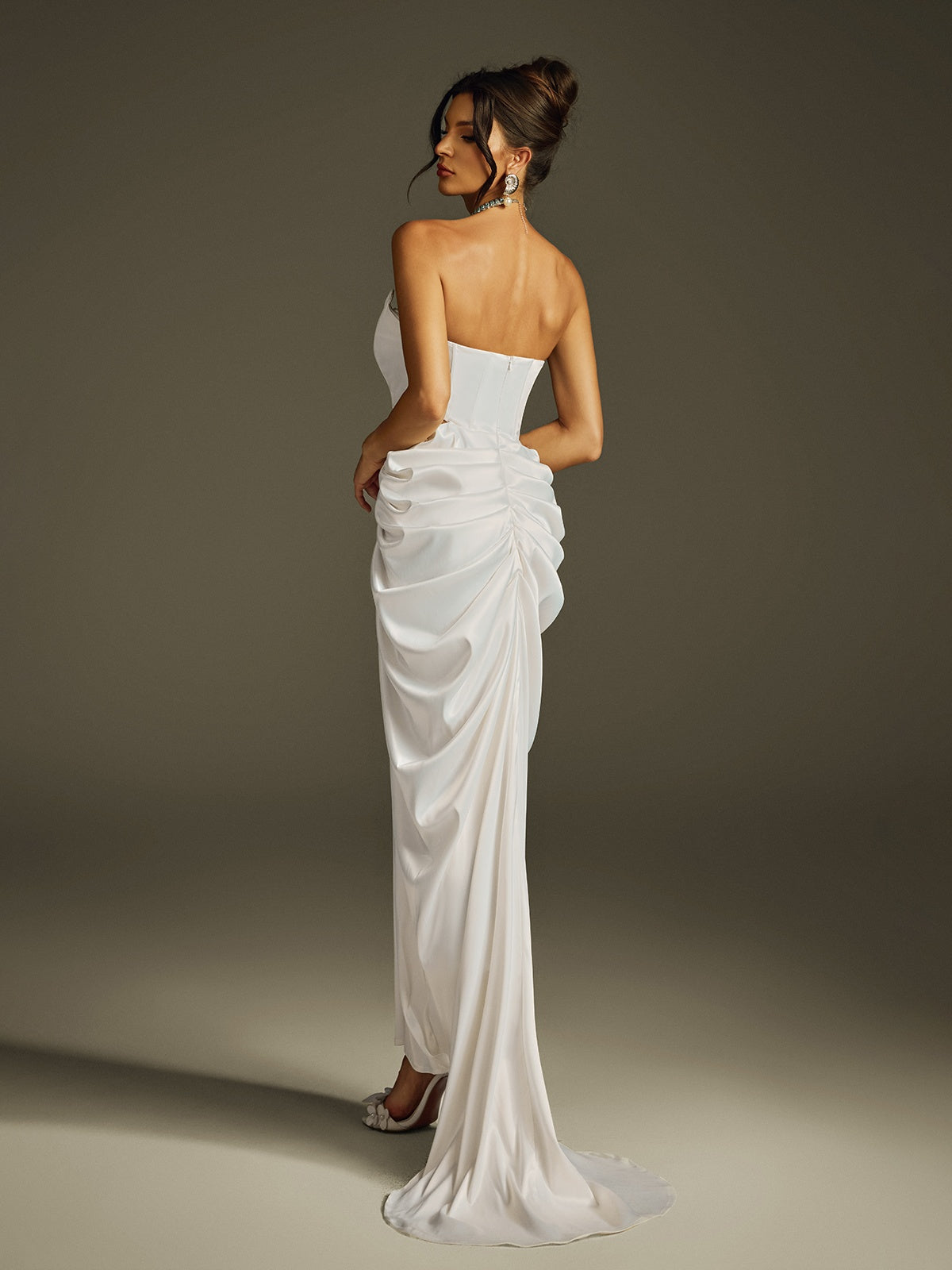 Strapless Corset Satin Maxi Dress