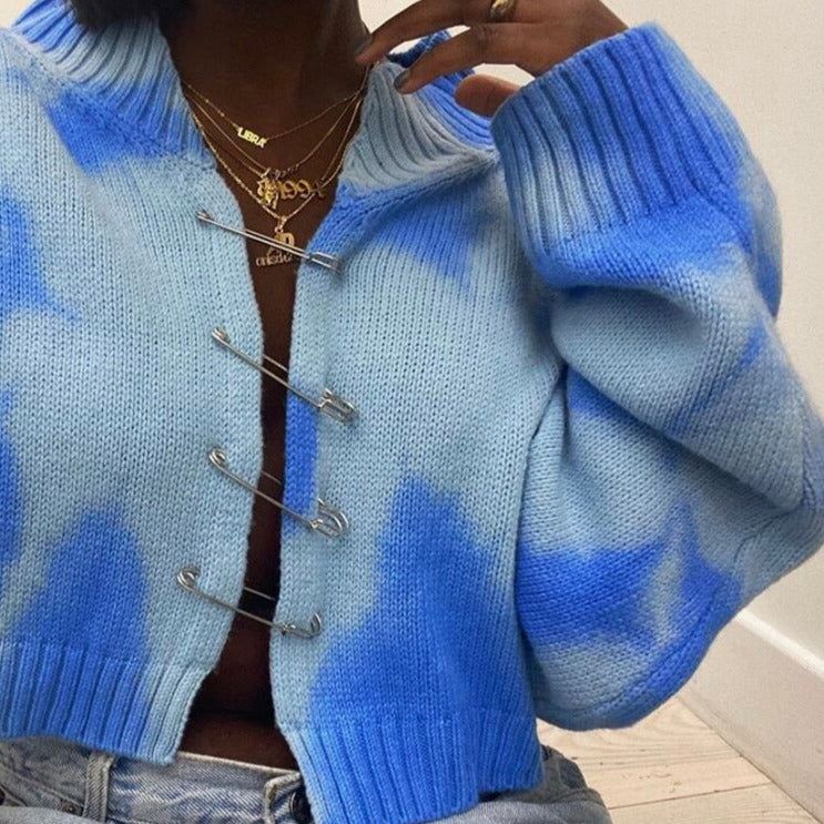 Safety Pin Front Knitted Cropped Cardigan 10