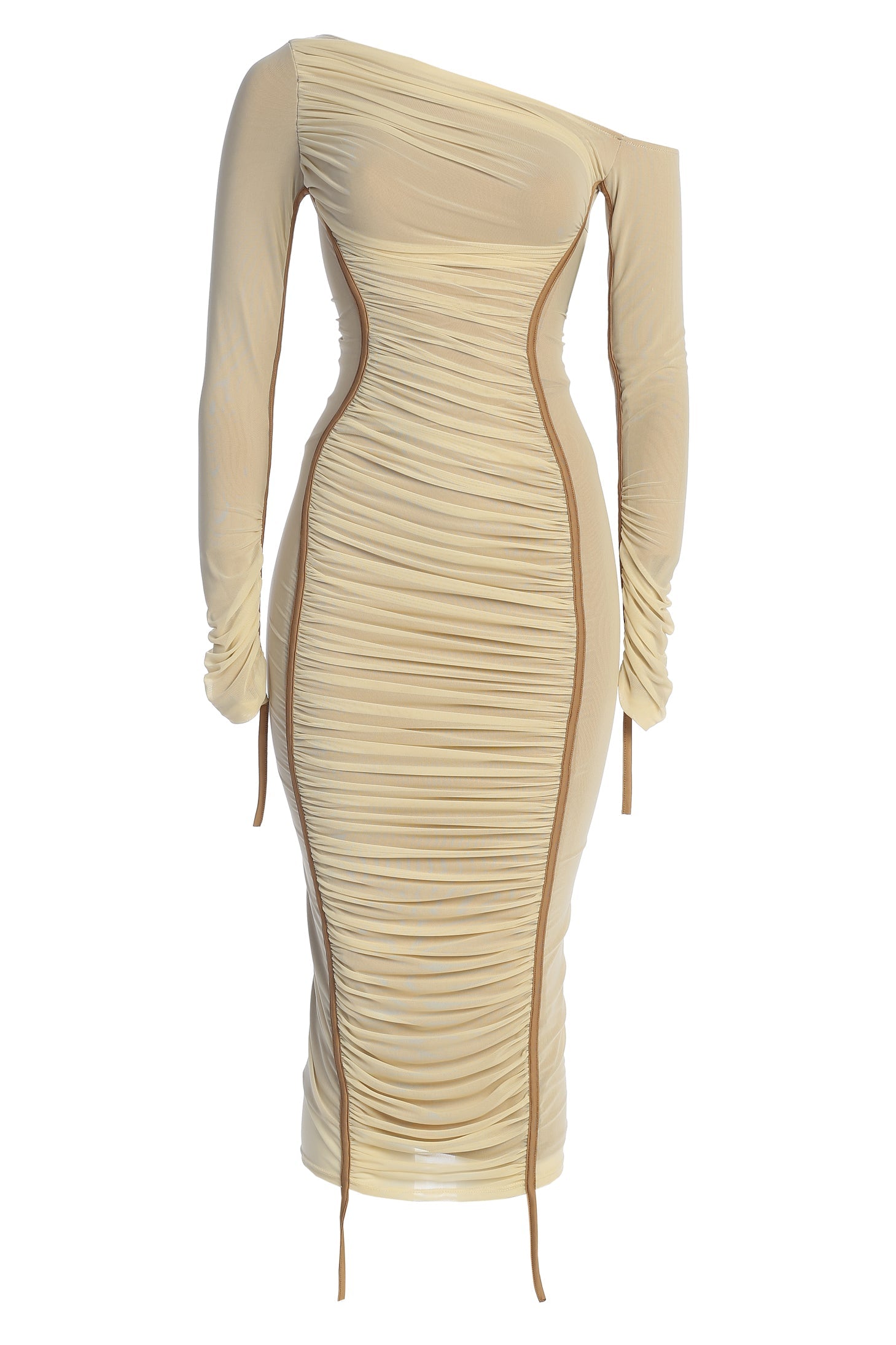 Amelisse - Off - Shoulder Two - Layer Mesh Midi Dress
