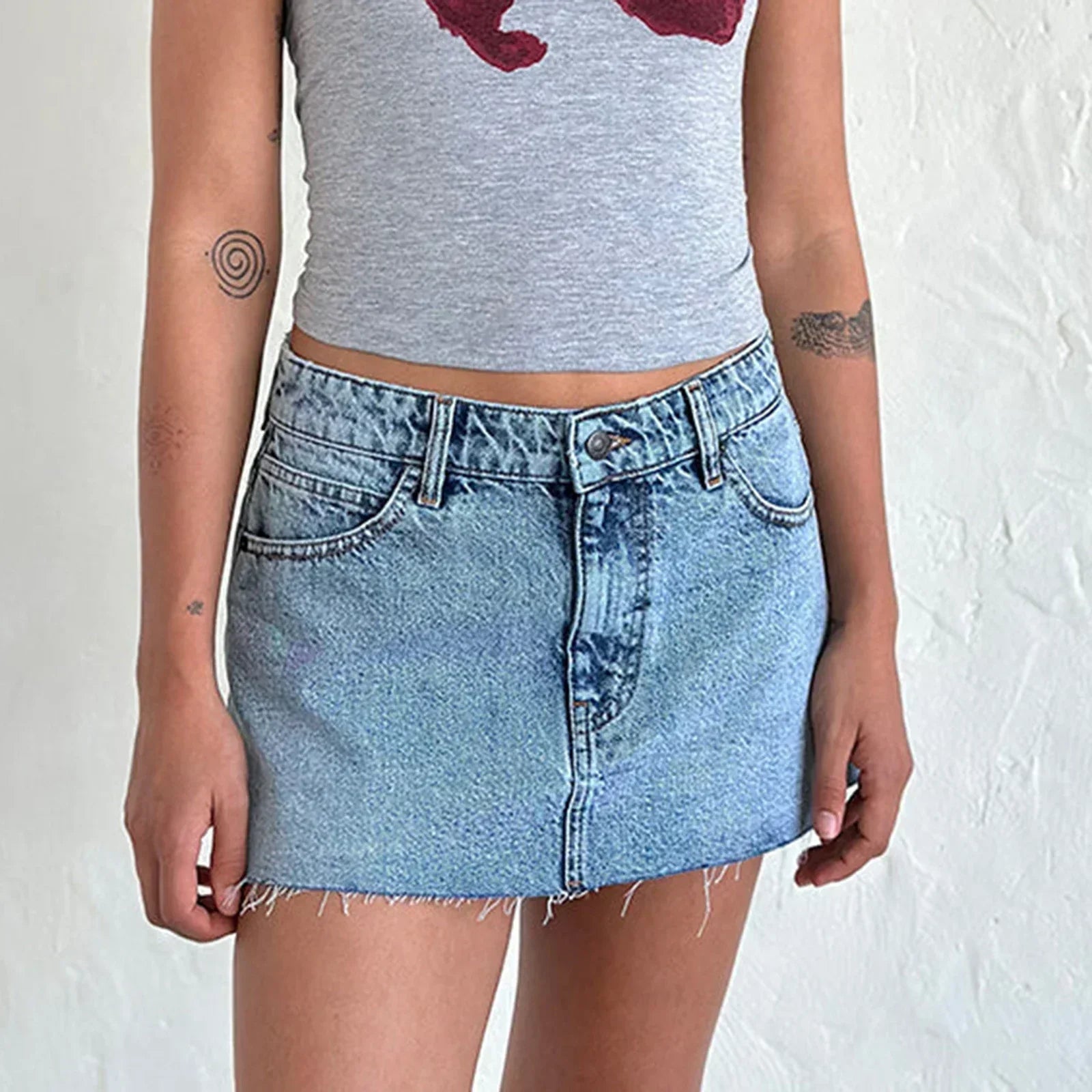 Denim Cargo Pocket Vintage Skirt