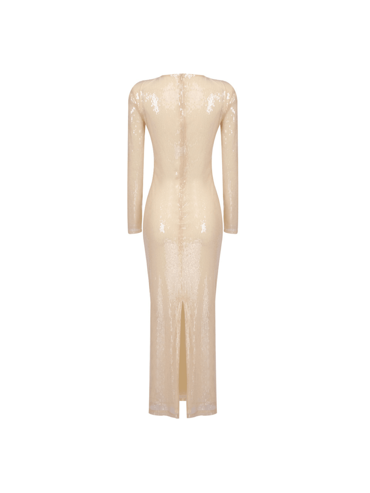 Long Sleeve Flower Cutout Sequin Dress In Apricot