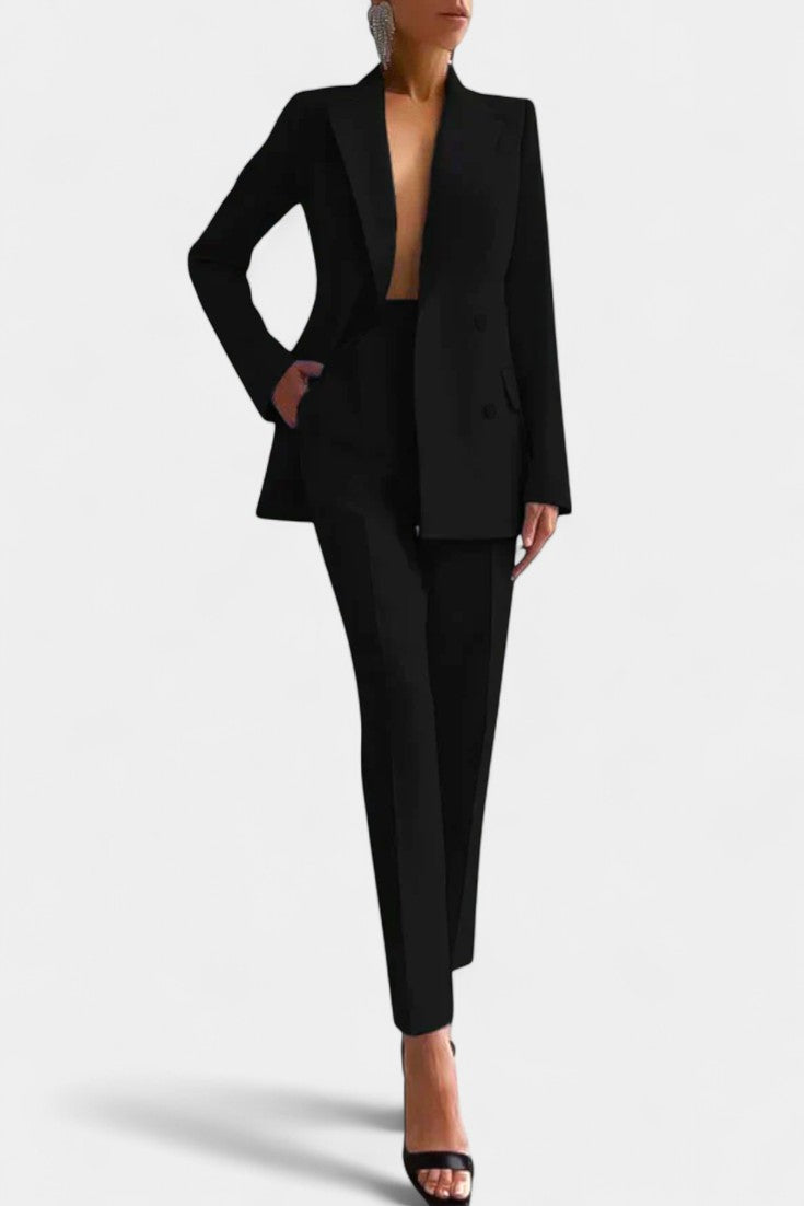 Peak Lapel Double-Breasted Blazer and Tailored Trouser Set 3