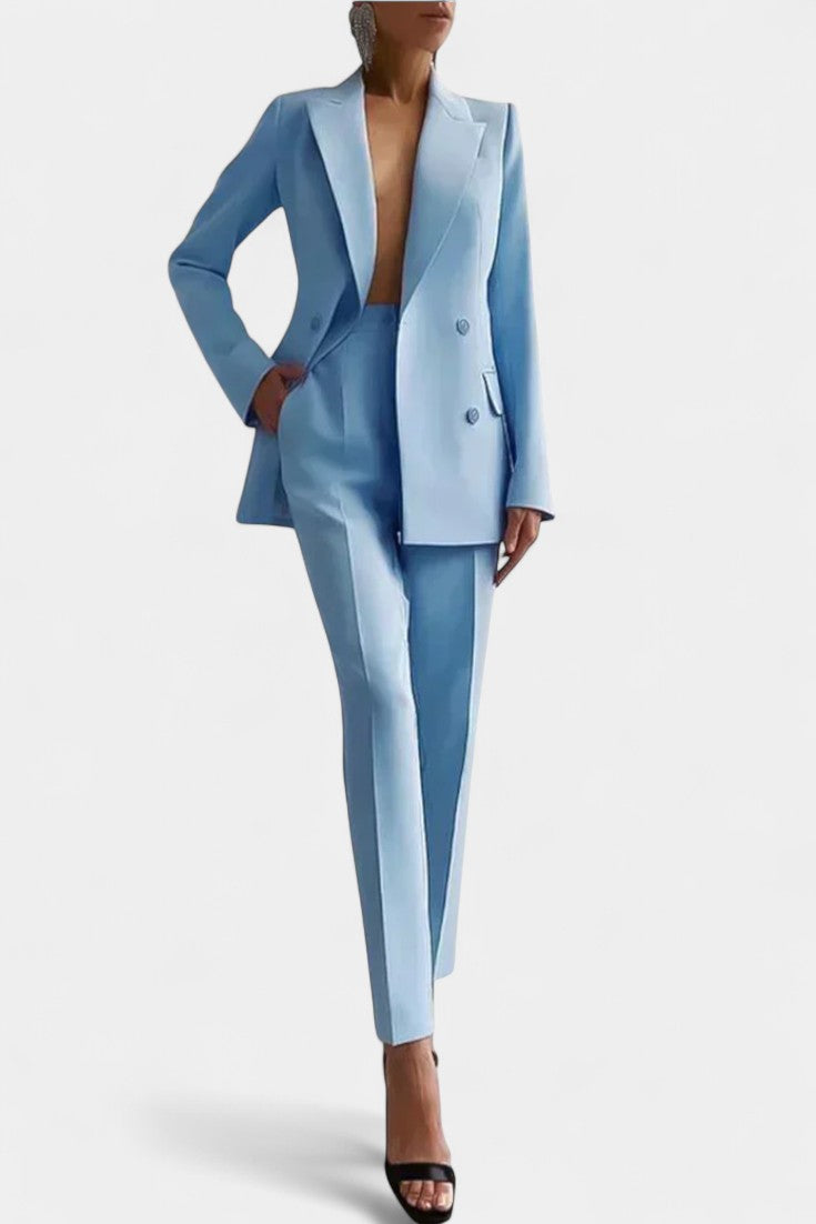 Peak Lapel Double-Breasted Blazer and Tailored Trouser Set