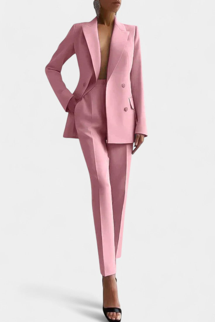 Peak Lapel Double-Breasted Blazer and Tailored Trouser Set 5