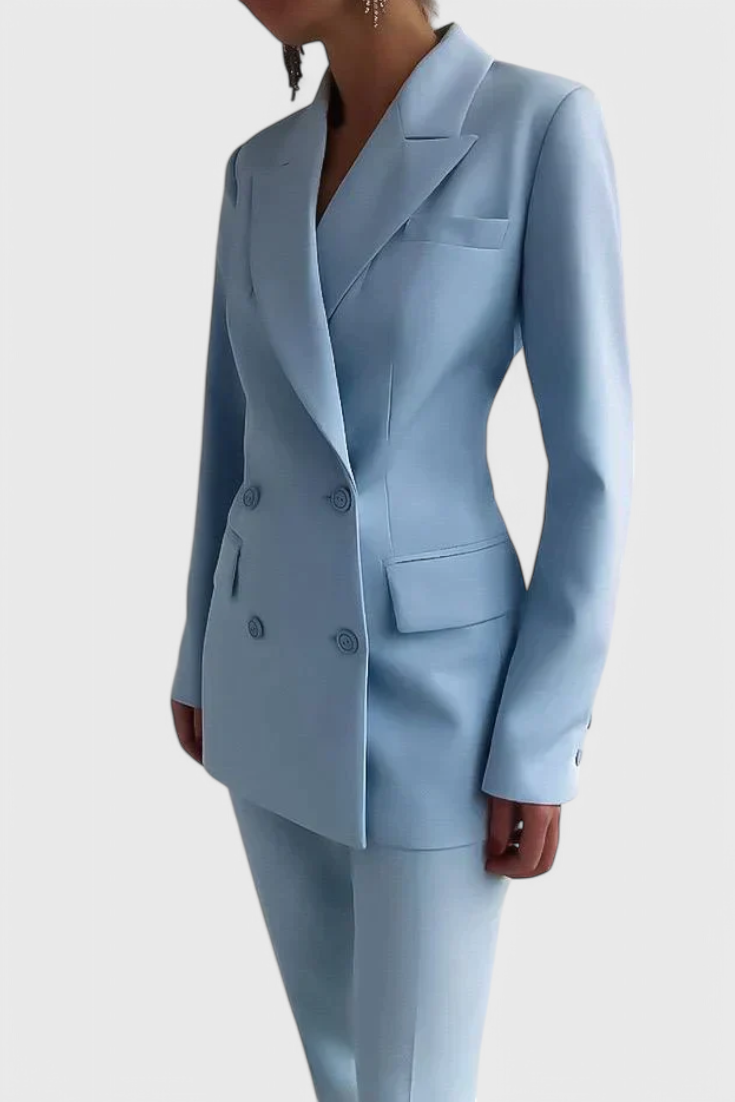 Peak Lapel Double-Breasted Blazer and Tailored Trouser Set 2