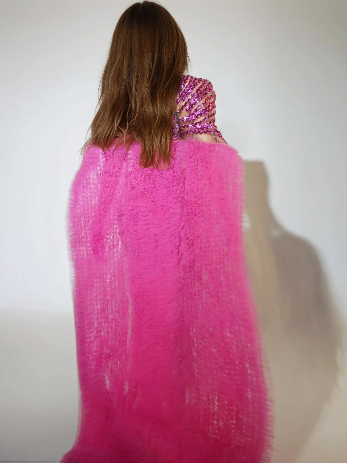Sequin Embellished Cape Maxi Dress