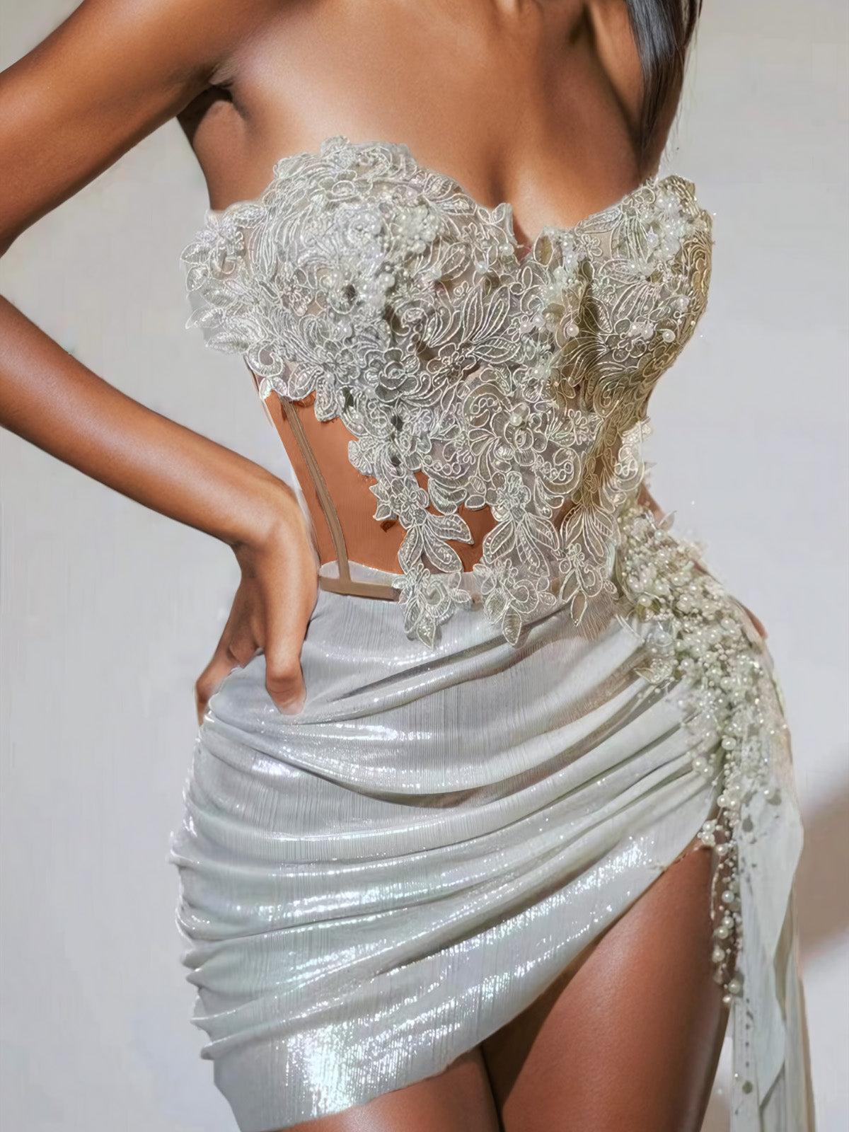 Strapless Ruched Skirt Set