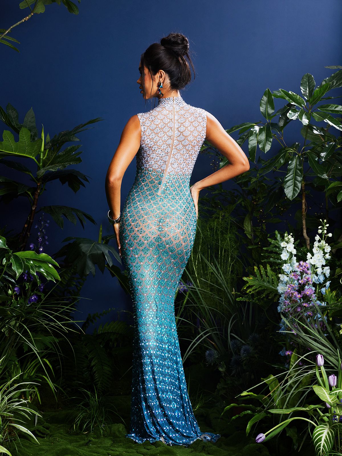 Seashell Rhinestone Maxi Dress