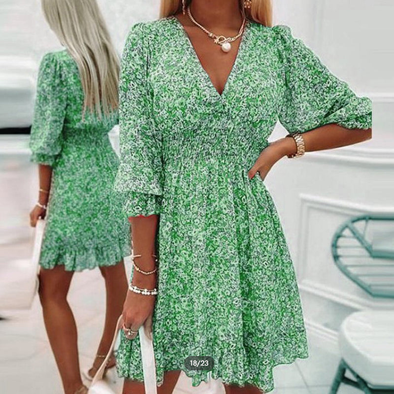 Laura Effortless Floral Summer Dress with Puff Sleeves Everyday Luxe Edit